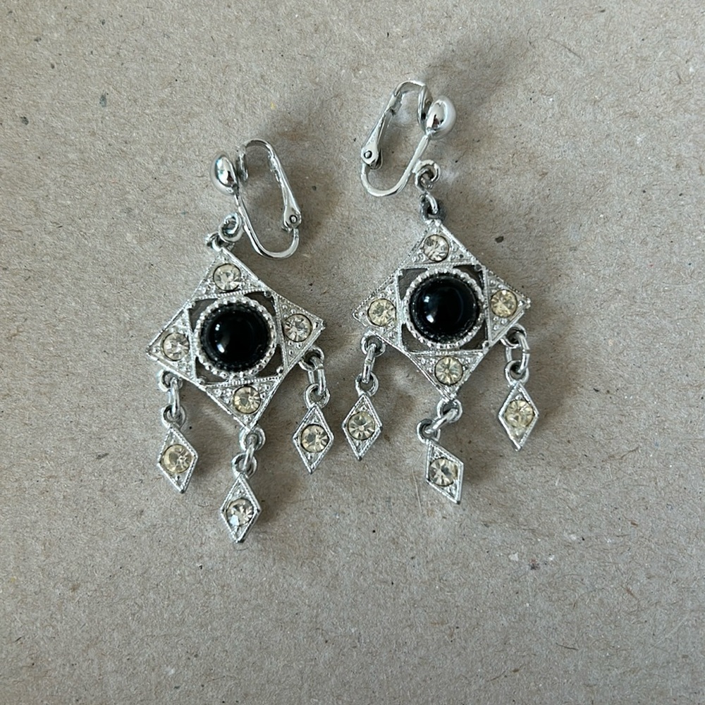 Sarah Coventry Operetta Clip On Earrings Silver Tone SARAH